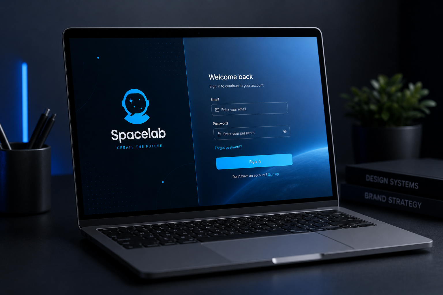 Spacelab login screen interface design